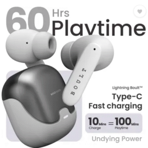 GOBOULT Z40 with Zen ENC Mic, 60H Battery Life, Low Latency Gaming, Made In India, 5.3 Bluetooth  (White, Grey, In the Ear)